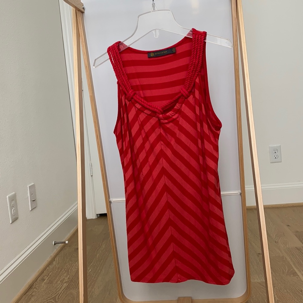 Red striped sleeveless top